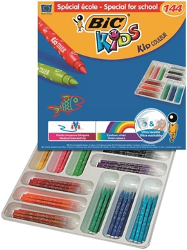 BIC KIDS Kid Couleur Feutres de Coloriage à Pointe Moyenne - Couleurs  Assorties, Classpack de 144