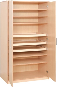 Image de Armoire haute avec portes battantes et 8 étagères, bouleau