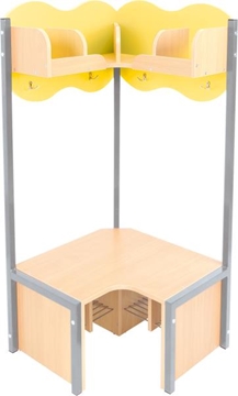 Image de Meuble vestiaire de coin avec banc, jaune