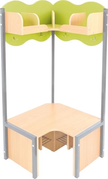 Image de Meuble vestiaire de coin avec banc, vert