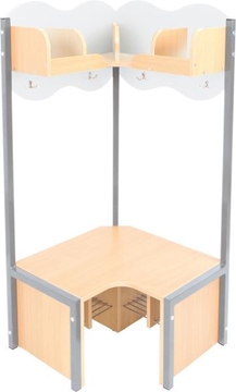 Image de Meuble vestiaire de coin avec banc, blanc