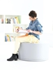 Image sur Pouf rond gris Ø 80 cm