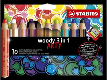 Image de Woody 3 en 1 ARTY - set de 10 avec taille-crayon