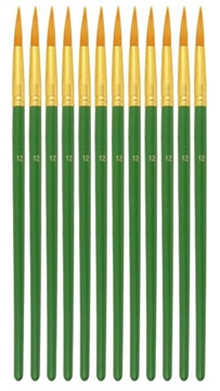 Image de Pinceaux ronds n°12 à poils synthétiques, la douzaine