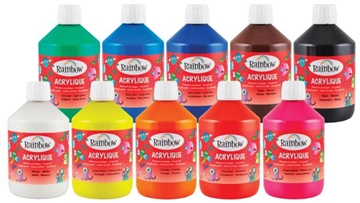 Image de Peinture acrylique Rainbow 500 ml, 10 tons assortis