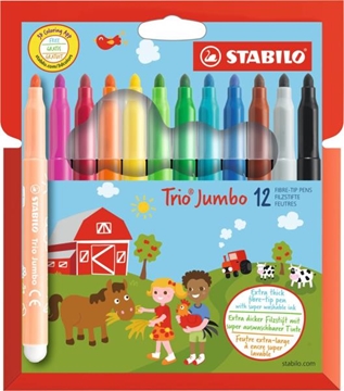 Image de Marqueurs Stabilo Trio Jumbo, la pochette de 12