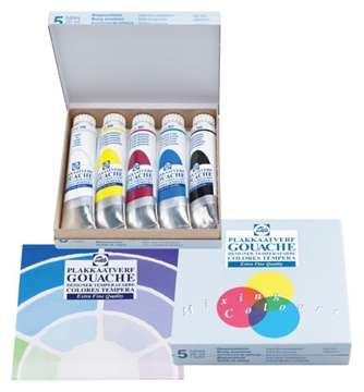 Image de Gouache en tube extra fine Talens, 5 tubes de 20 ml