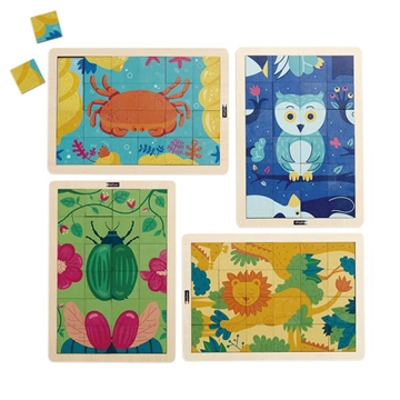 Image de Puzzles bois magiques - Animaux - Lot de 4 puzzles