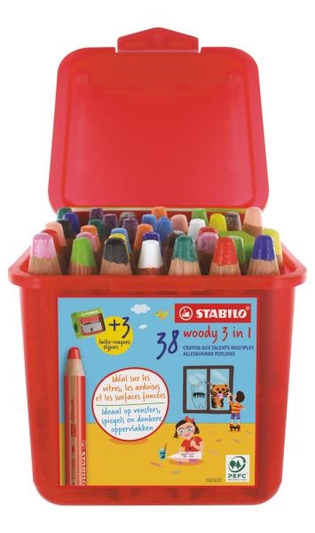 Image sur Boîte scolaire de 38 crayons Woody + 3 tailles crayons