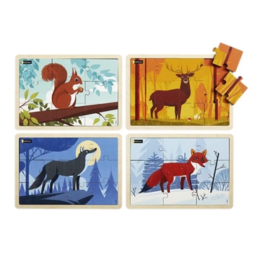 Image de Puzzles bois - Animaux de la forêt - Lot de 4 puzzles