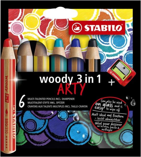 Image sur Woody 3 en 1 ARTY - set de 6 avec taille-crayon