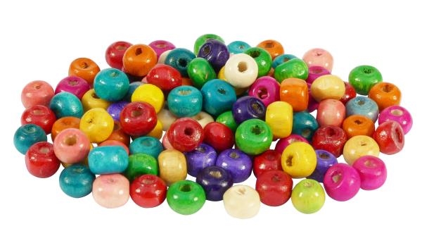 Image sur Perles bois assorties 6 mm, les 100