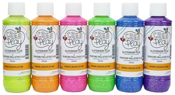 Image de Peinture pailletée fluo 250 ml, les 6