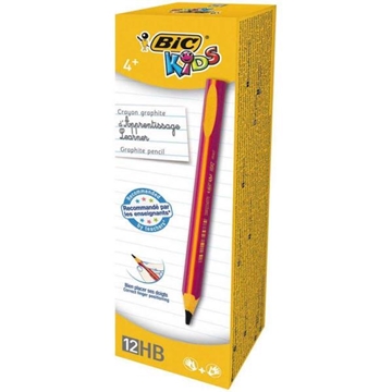 Image de Crayons graphite triangulaires “Bic” rose, la pochette de 12