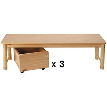 Image de Banc d'intérieur + 3 casiers à roulettes