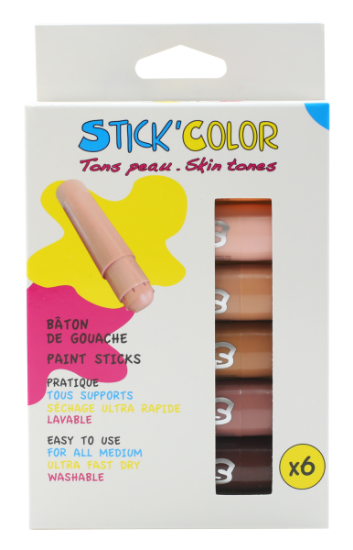 Image de Bâtons de gouache couleur peau, les 6