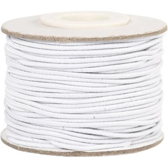 Image de Elastique blanc pour masques, 25 m, rond