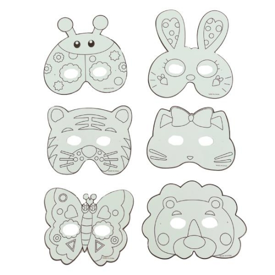 Image de Masques d'animaux à décorer, lot de 24
