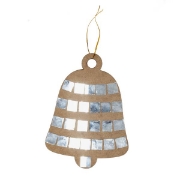 Image de Suspensions de noël classique en bois avec ficelle dorée