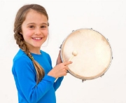 Image de Tambourin peau naturelle à tension réglable, Ø 26 cm avec mailloche