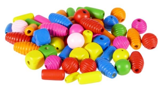 Image de Assortiment de perles en bois colorées, 1 kg