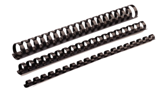 Image de Spirales de reliure en plastique noires 6 mm, les 100