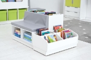 Image de Bac à livres sur roulettes BLANC