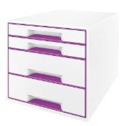 Image de Bloc de classement Leitz WOW, 4 tiroirs pourpre