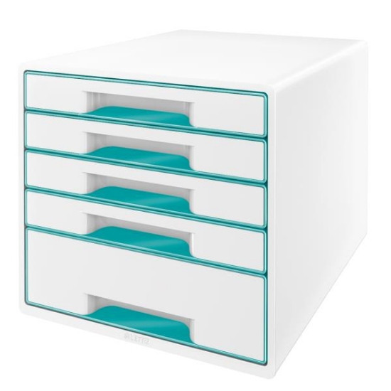 Image de Bloc de classement Leitz WOW, 5 tiroirs bleu glacier