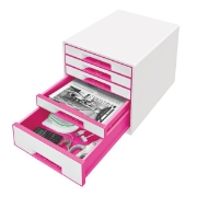 Image de Bloc de classement Leitz WOW, 5 tiroirs rose