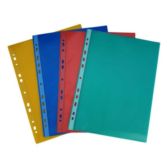 Image de Pochettes perforées 11 trous A4 en couleurs assorties, lot de 20