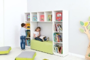 Image de Pouf Inflamea gris clair pour coin lecture