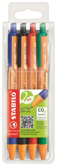 Image de Stylo-bille neutre en carbone Stabilo pointball, les 4