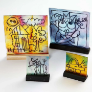 Image de Cadres en verre 15 x 15 cm avec support, lot de 10