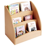 Image de Bac à livres présentoir à roulettes 6 compartiments - Teinte hêtre