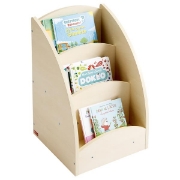 Image de Bac à livres présentoir à roulettes 3 compartiments - Teinte bouleau
