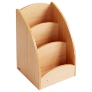 Image de Bac à livres présentoir à roulettes 3 compartiments - Teinte hêtre