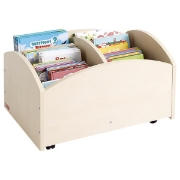 Image de Bac à livres 2 cases bas à roulettes - Bouleau