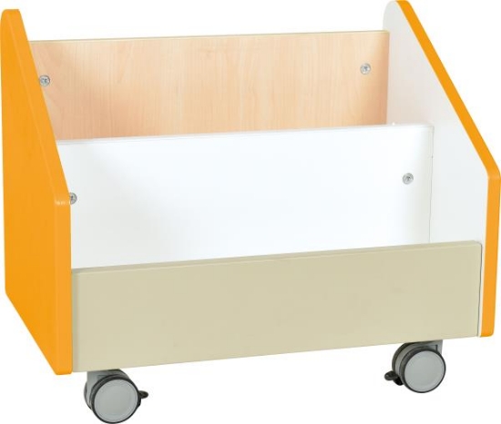 Image de Grand bac sur roulettes structure en érable clair, orange