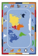 Image de Tapis géant carte du monde et animaux