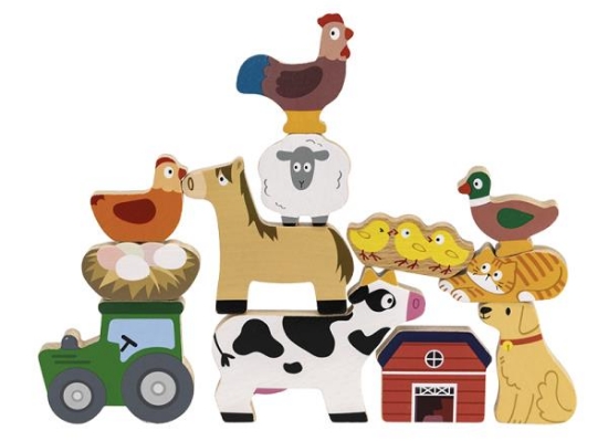 Image de Blocs à empiler animaux de la ferme set de 12