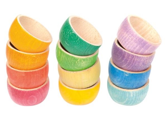 Image de Grapat Bols en bois colorés - set de 12