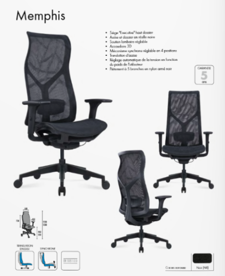 Image de Chaise de bureau ergonomique Memphis