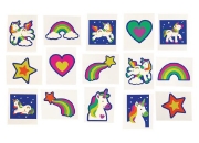 Image de Tatouages temporaires licorne arc-en-ciel - set de 80 assortis