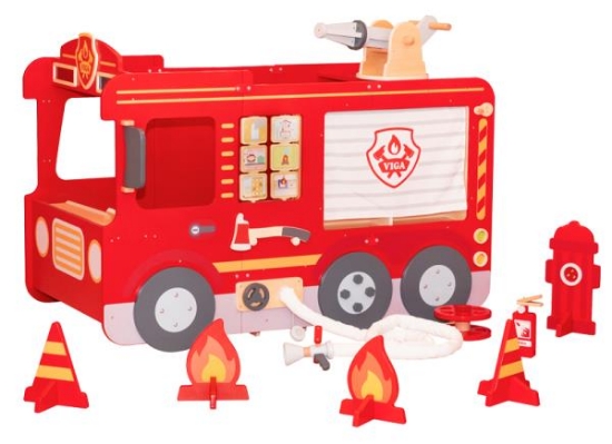 Image de Meuble de jeu camion de pompier en bois
