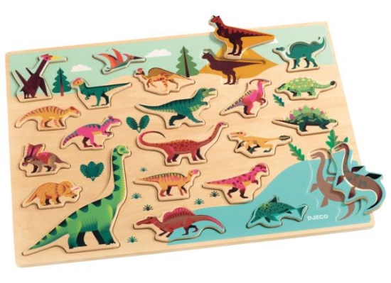 Image de Puzzle à encastrer en bois - dinosaures