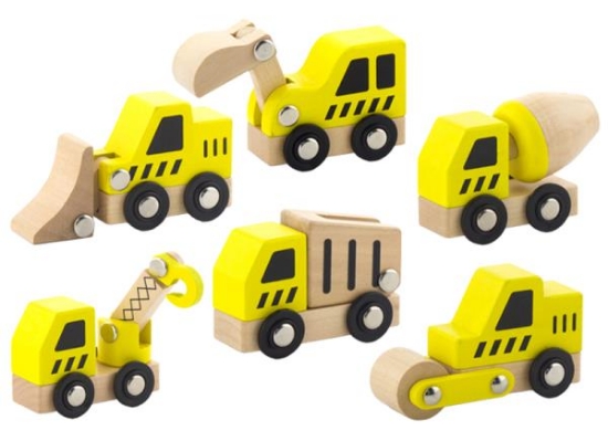 Image de Véhicules de chantier en bois set de 6