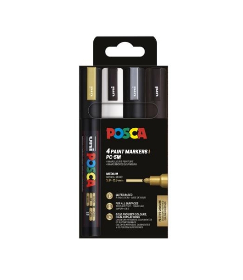 Image de POSCA marqueurs PC5M, étui de 4 couleurs