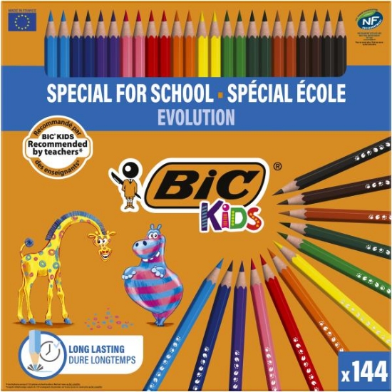 Image de Crayons de couleur Bic Kids Evolution, classpack de 144