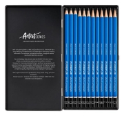 Image de 12 crayons soft Mars Lumograph, boîte métal